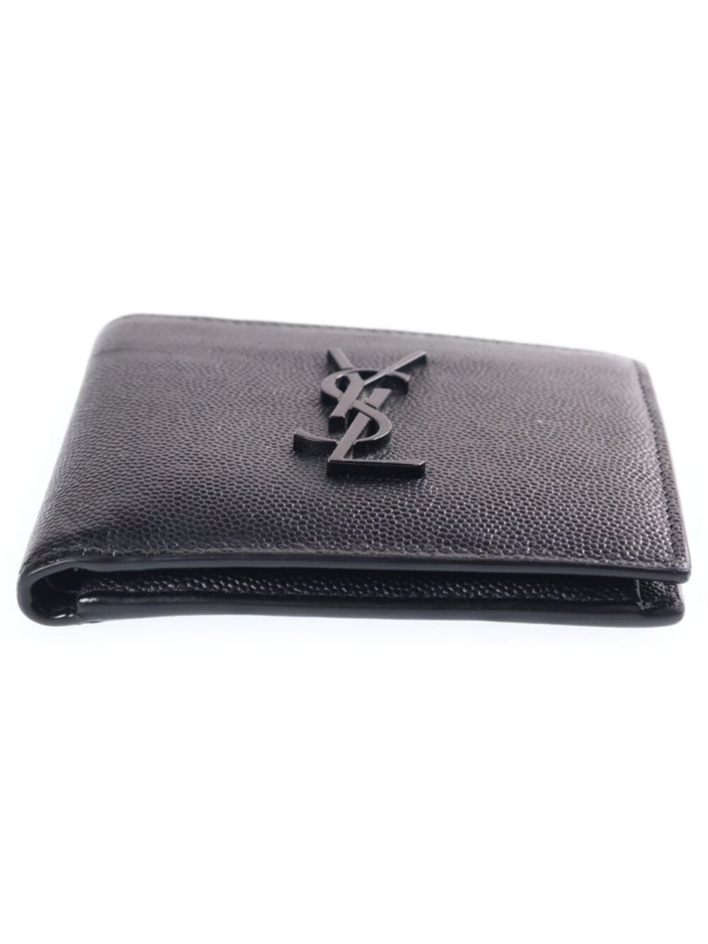 Saint Laurent Paris Logo Embossed Leather Bifold Black Wallet - Picture 3 of 6